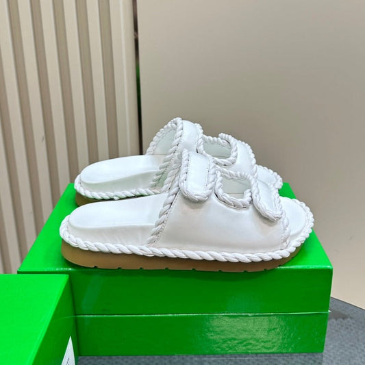 Bottega Veneta jack flat mule white lambskin