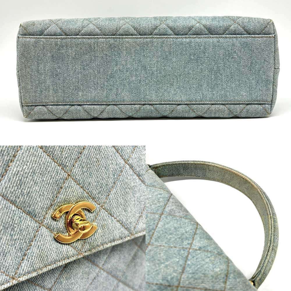 Chanel Denim Leather Handbag with Gold Hardware