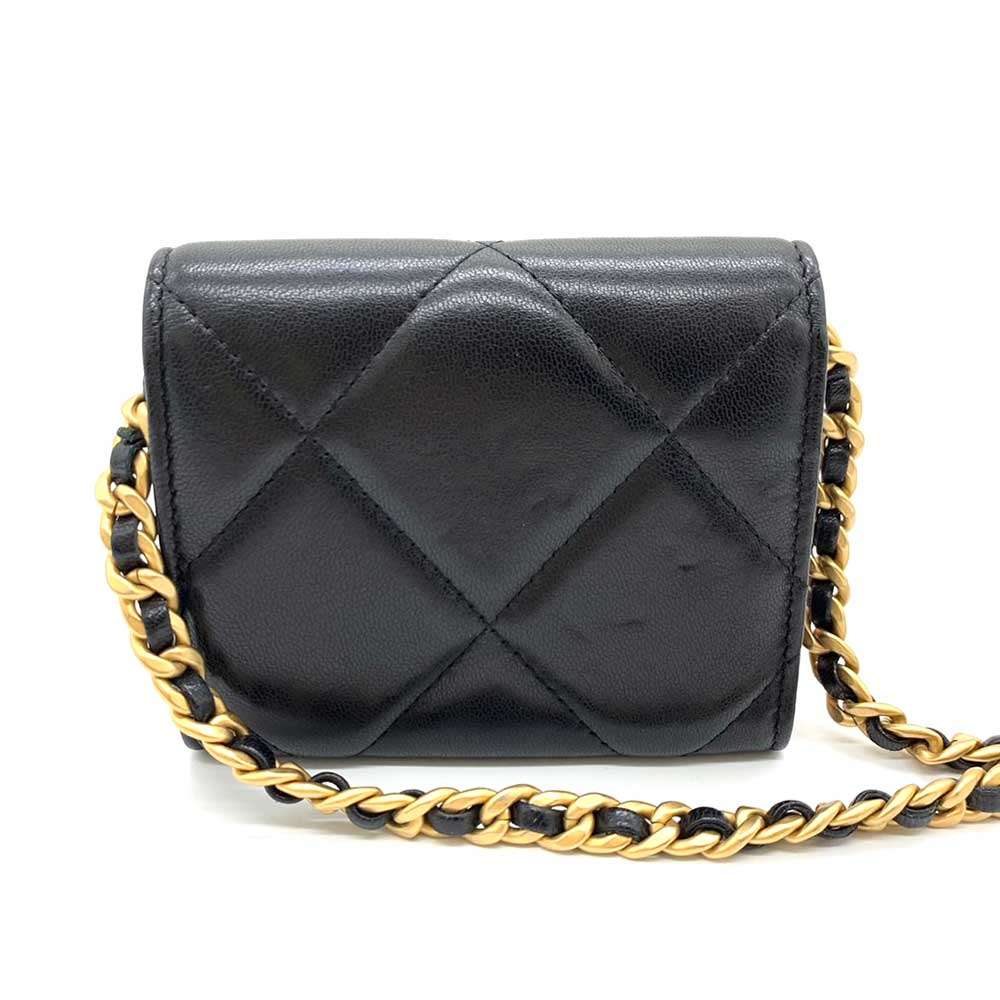 Chanel Lambskin Flap Coin Purse Card Case Black in Great Condition