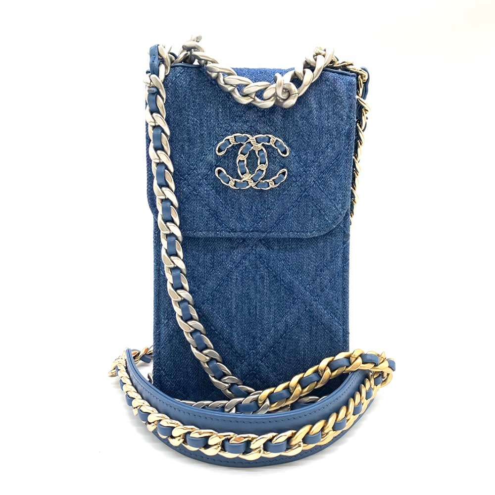 Chanel Denim Canvas Chain Mini Shoulder Bag Crossbody in New Condition