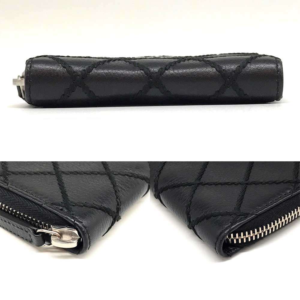 Chanel Leather Coin Purse Wild Stitch Black