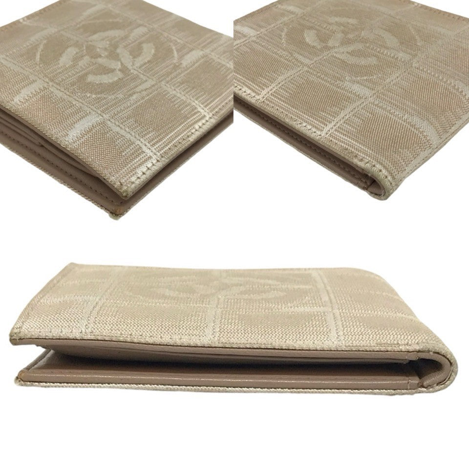 Chanel Canvas Leather Bifold Wallet Beige