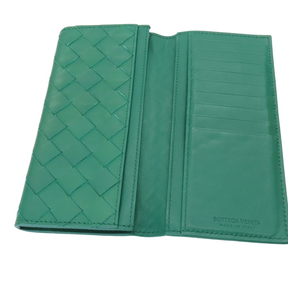 Bottega Veneta Intrecciato Long Wallet Green