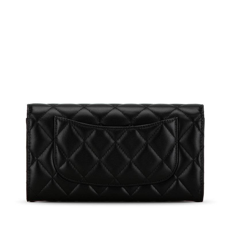 Chanel Classic Long Flap Wallet Black Lambskin AP0241
