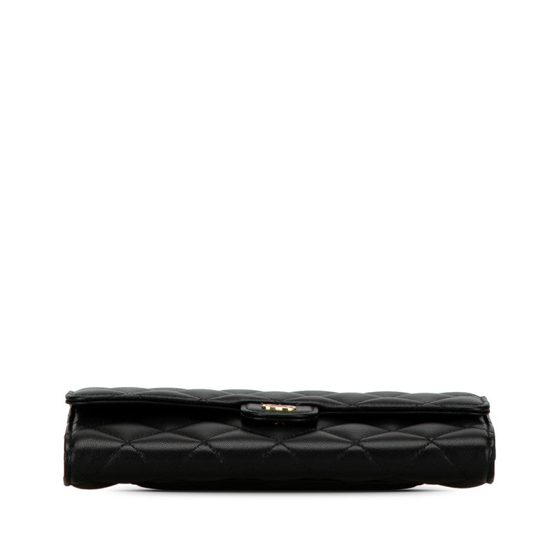 Chanel Classic Long Flap Wallet Black Lambskin AP0241