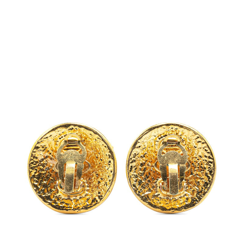 Chanel Vintage Coco Mark Round Earrings Gold