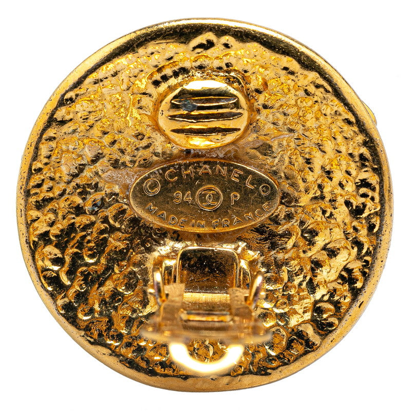 Chanel Vintage Coco Mark Round Earrings Gold