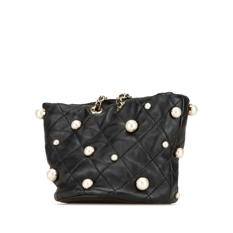 Chanel Pearl Mini Shoulder Bag Black Lambskin