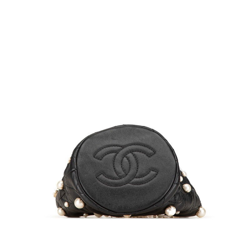 Chanel Pearl Mini Shoulder Bag Black Lambskin