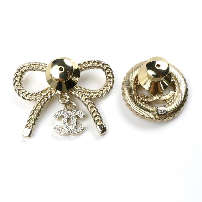 Chanel Metal Ribbon Coco Mark Brooch ABE646