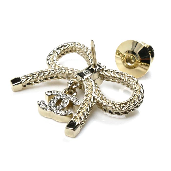 Chanel Metal Ribbon Coco Mark Brooch ABE646