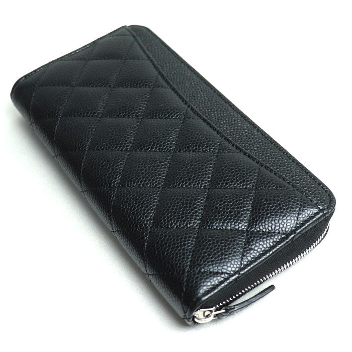 Chanel Caviar Skin Round Zip Wallet Black