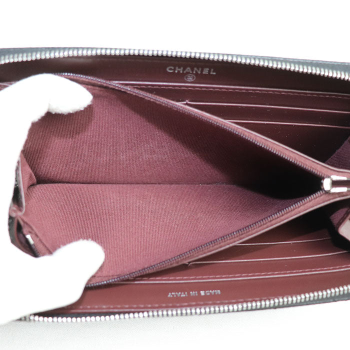 Chanel Caviar Skin Round Zip Wallet Black