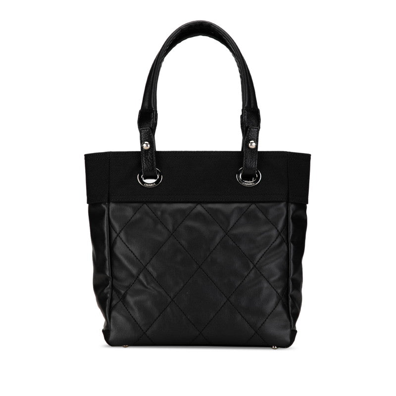 Chanel Coco Mark Paris Biarritz Tote PM PVC Leather Black Silver