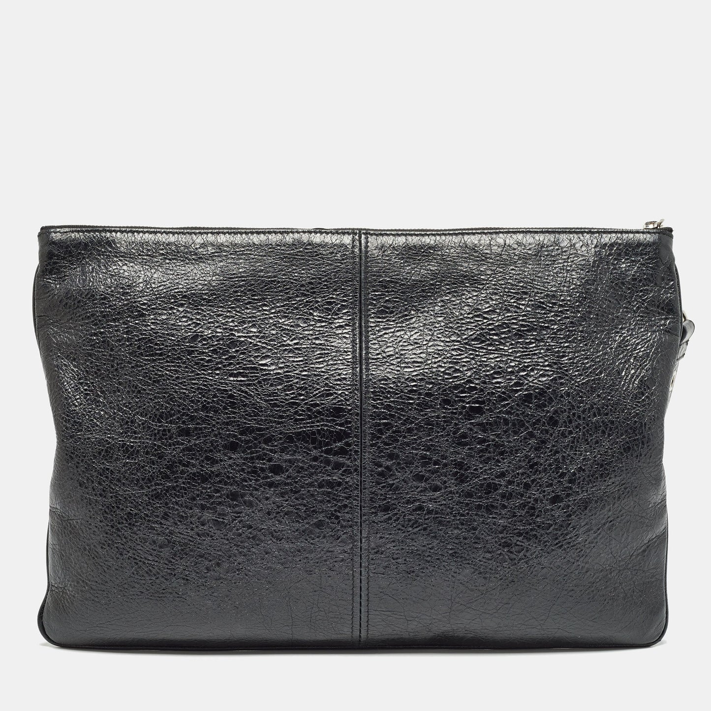 BALENCIAGA Black Leather Le Cagole Wristlet Pouch