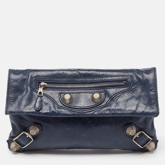 BALENCIAGA Blue Leather Giant 21 Envelope Clutch