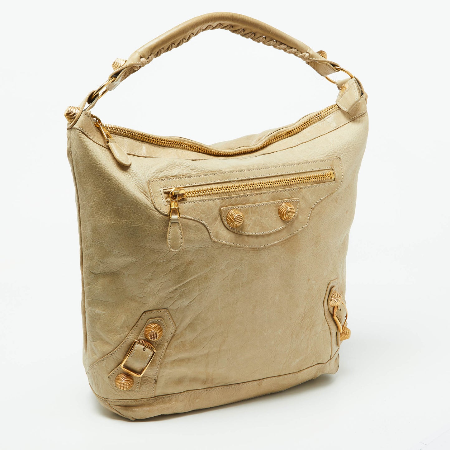 BALENCIAGA Beige Leather GGH Day Hobo