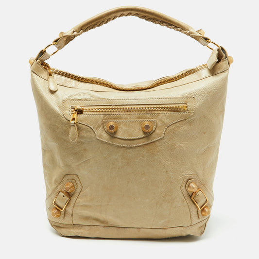 BALENCIAGA Beige Leather GGH Day Hobo
