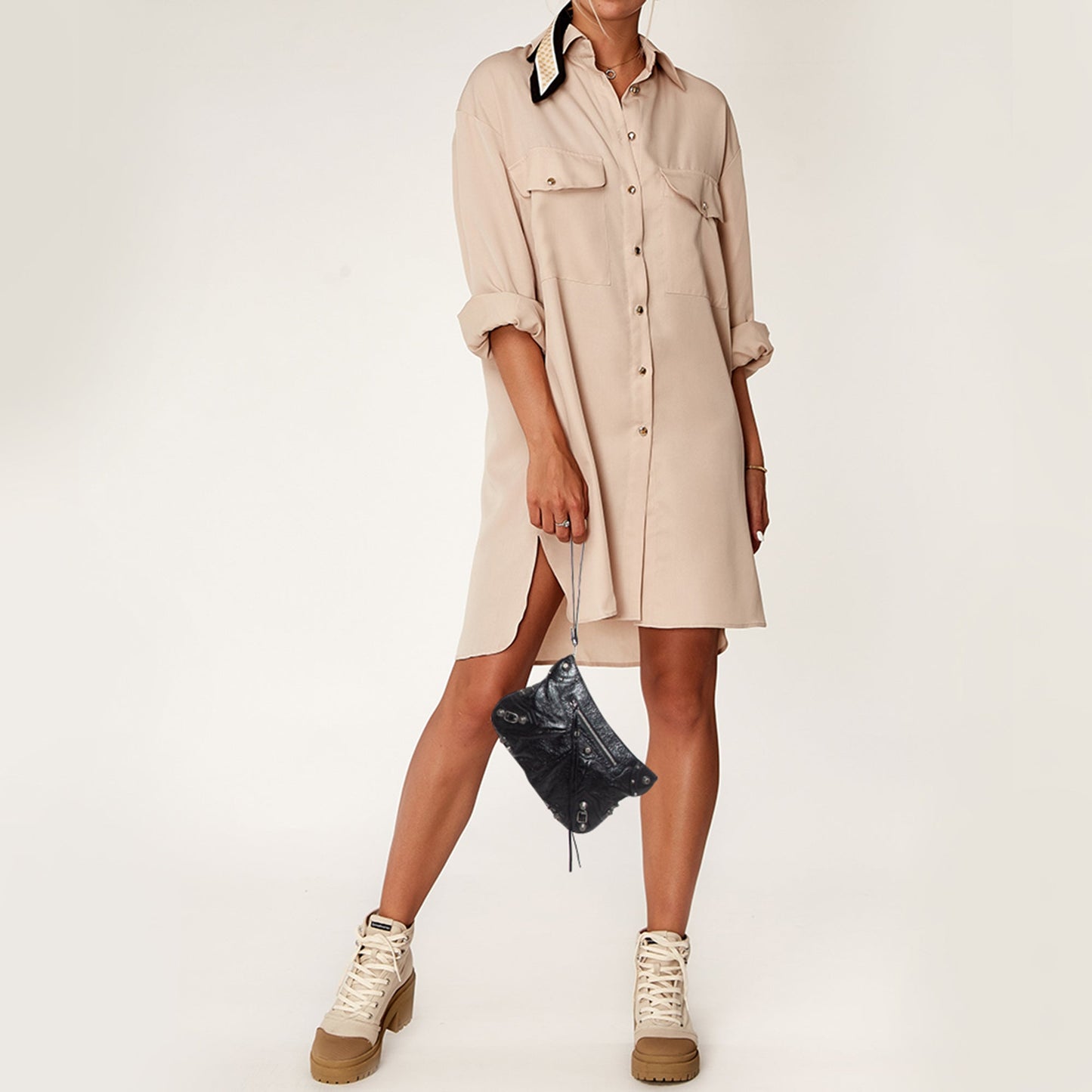 BALENCIAGA Black Leather SGH Flat Wristlet Clutch