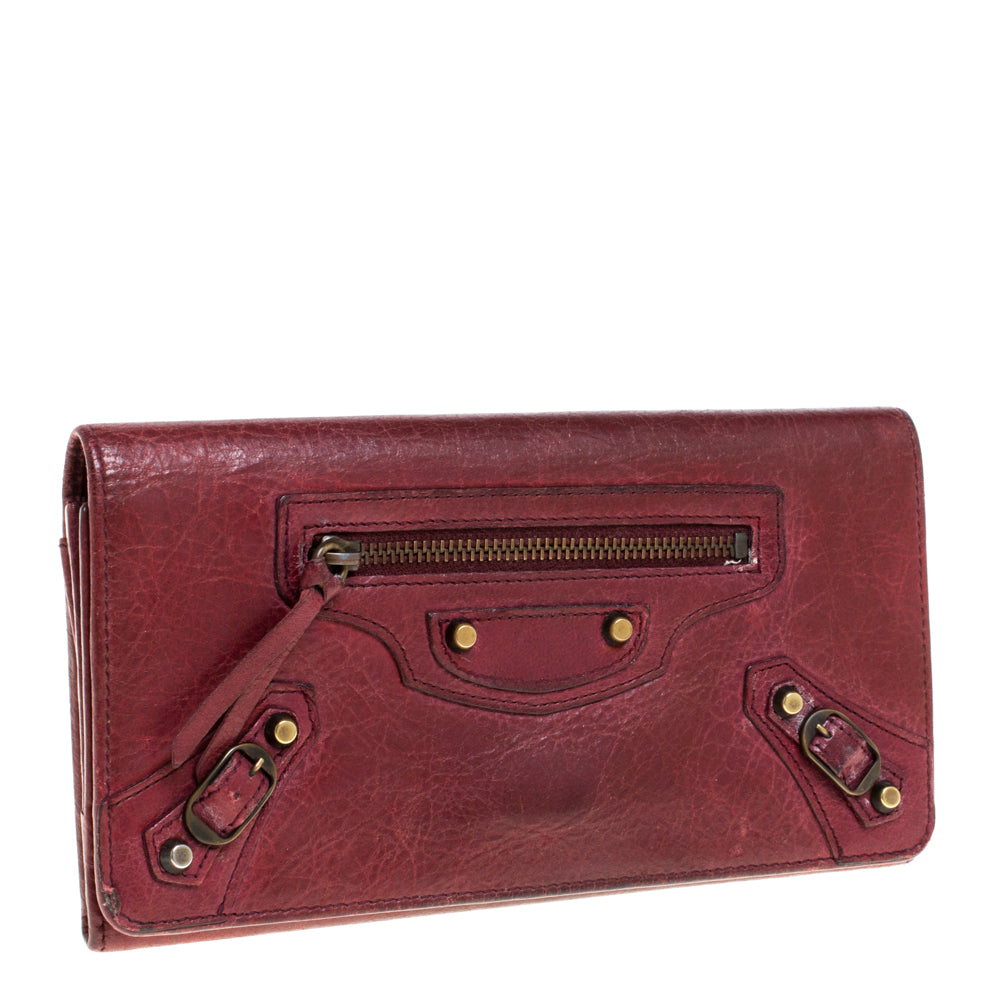 Balenciaga Bordeaux Leather City Wallet