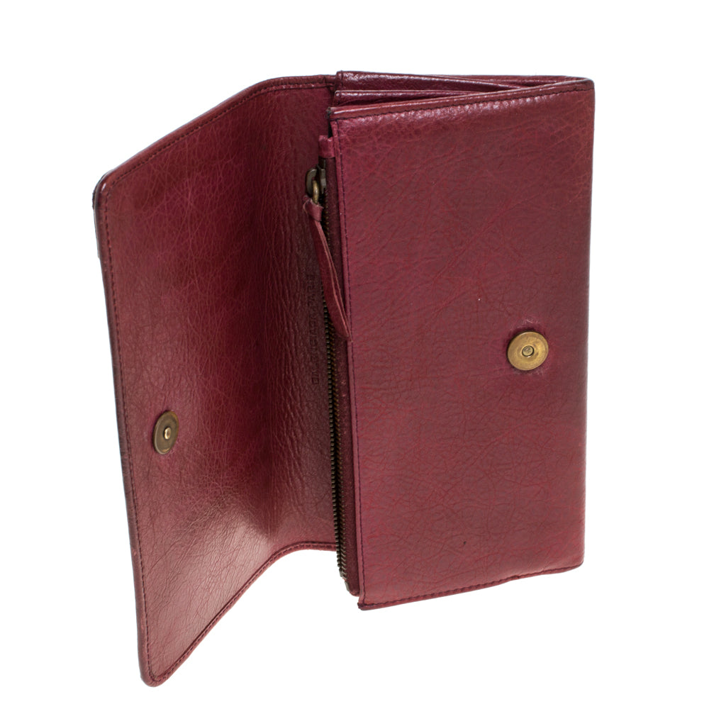 Balenciaga Bordeaux Leather City Wallet