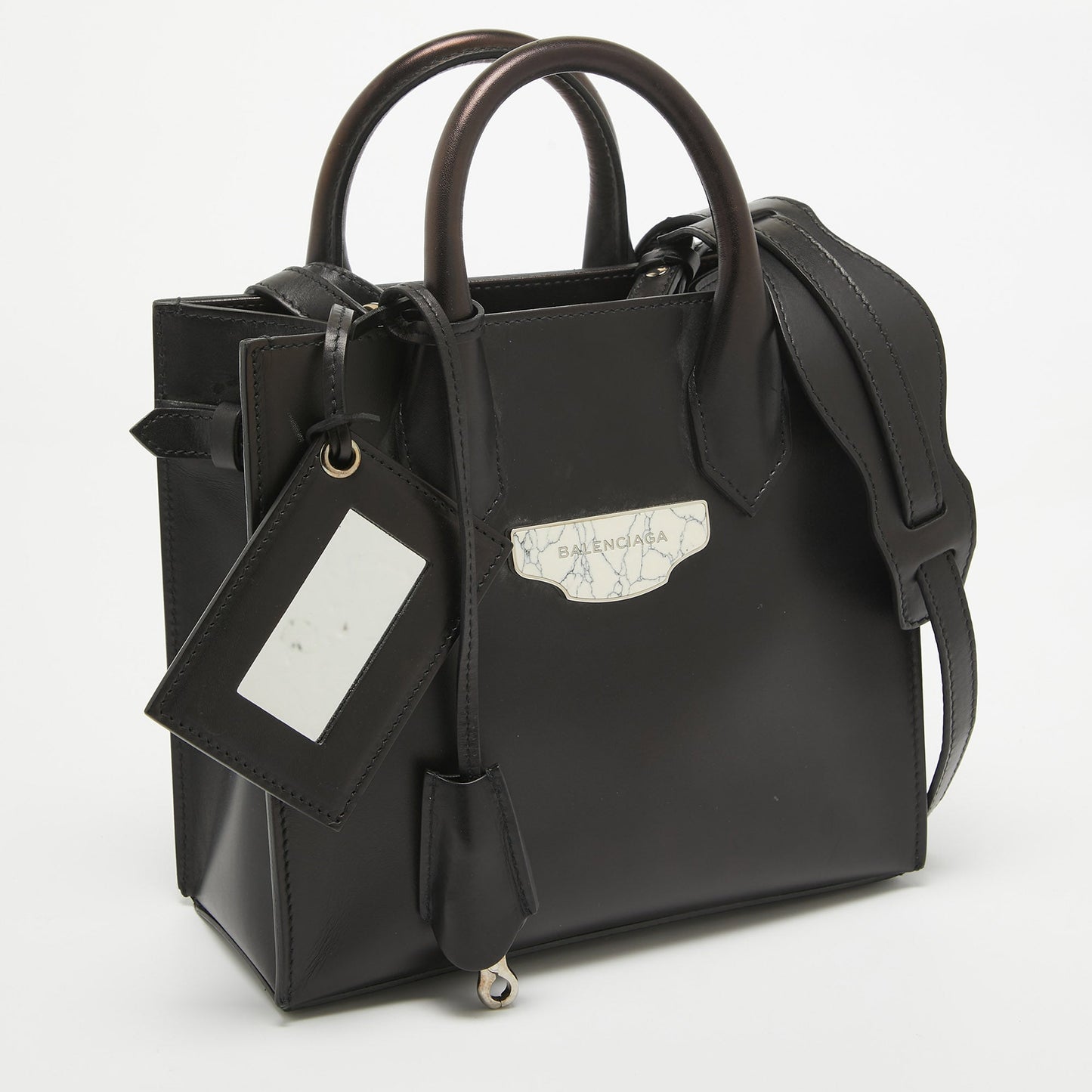 BALENCIAGA Black Leather Mini All Afternoon Tote
