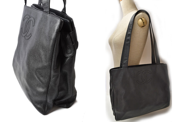 Chanel Caviar Skin Shoulder/ Tote Bag Black
