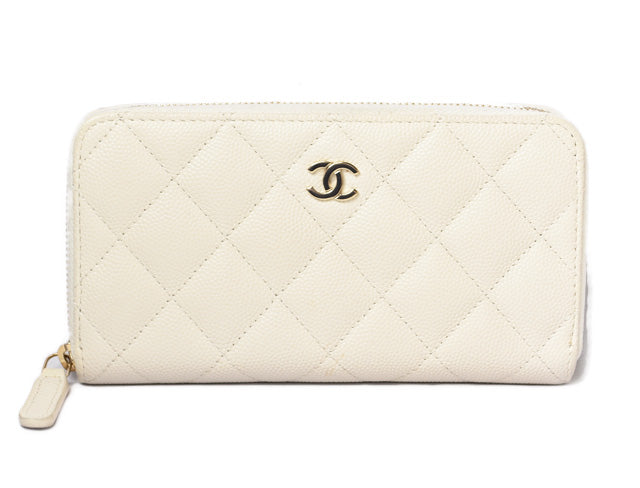 Chanel Caviar Skin Round Zipper Medium Wallet