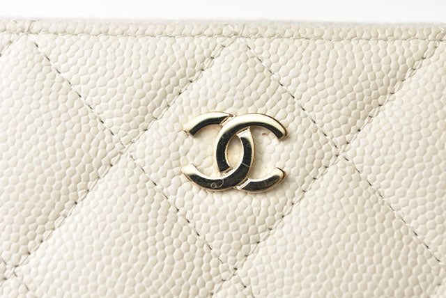 Chanel Caviar Skin Round Zipper Medium Wallet