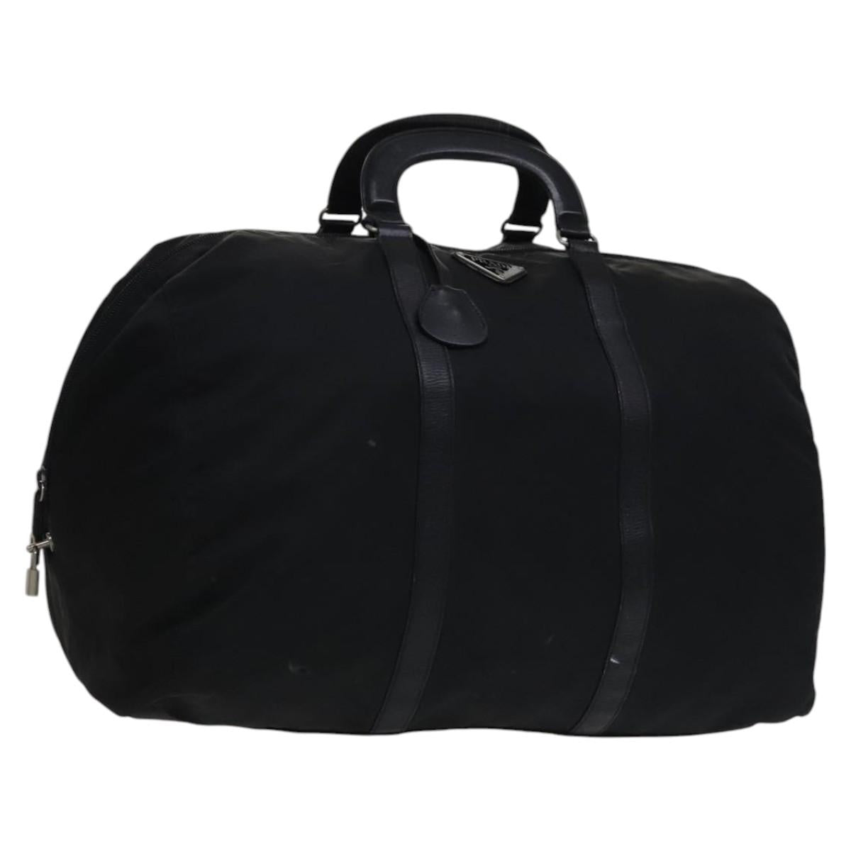 PRADA Boston Bag Nylon Black Silver  mr1007