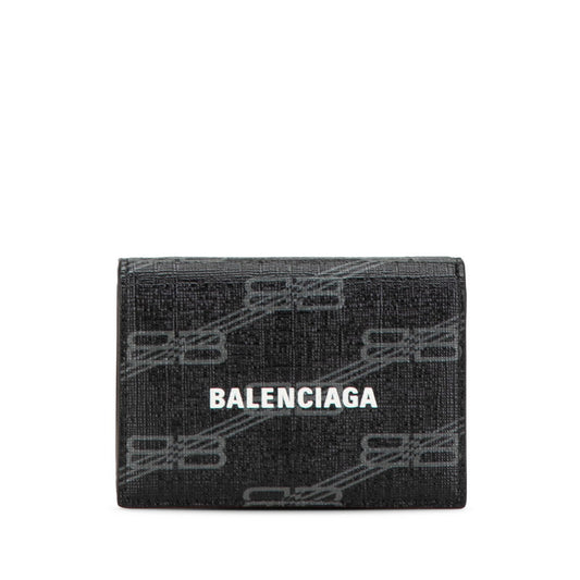 Balenciaga Logo Leather Tri-Fold Wallet