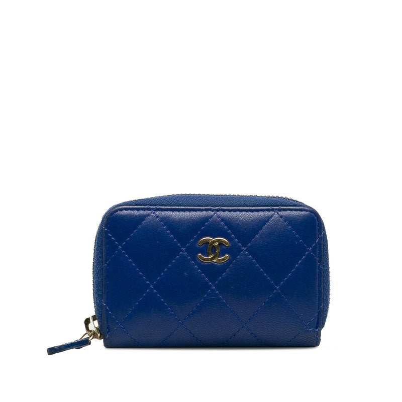 Chanel Lambskin Coin Case with Coco Mark, Blue, New