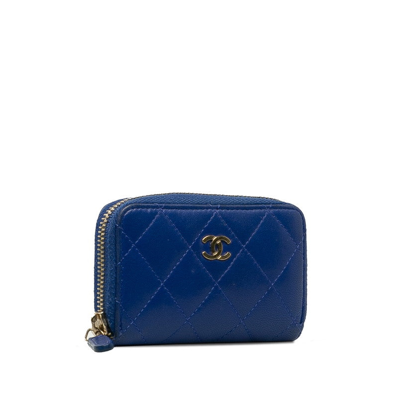 Chanel Lambskin Coin Case with Coco Mark, Blue, New
