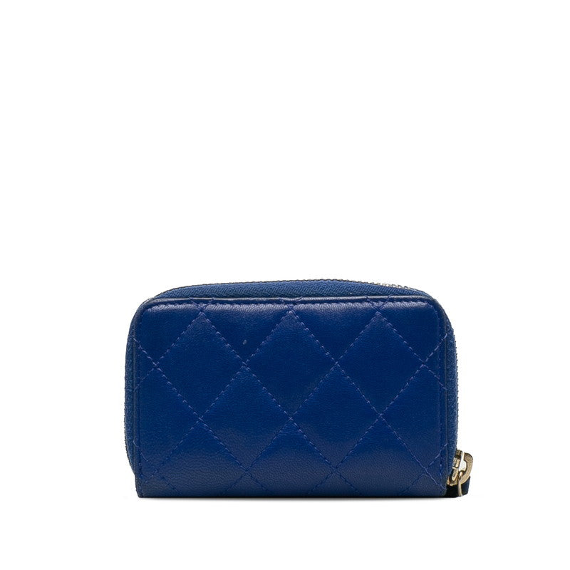 Chanel Lambskin Coin Case with Coco Mark, Blue, New