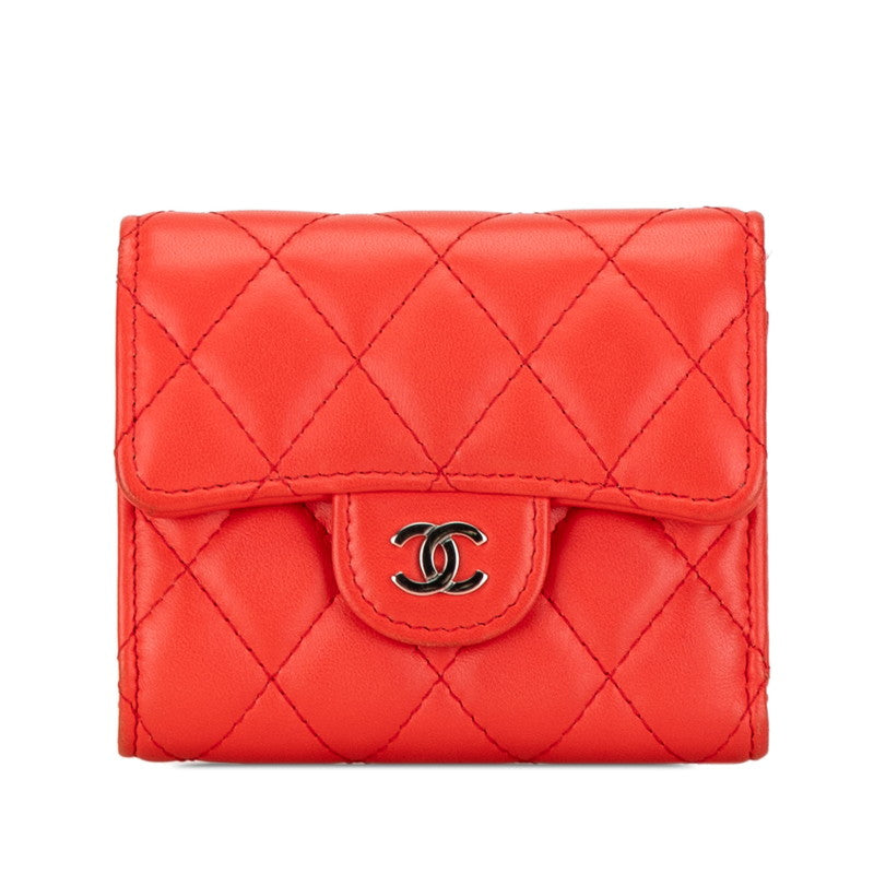 Chanel Matelasse Coco Mark Small Wallet Orange Lambskin