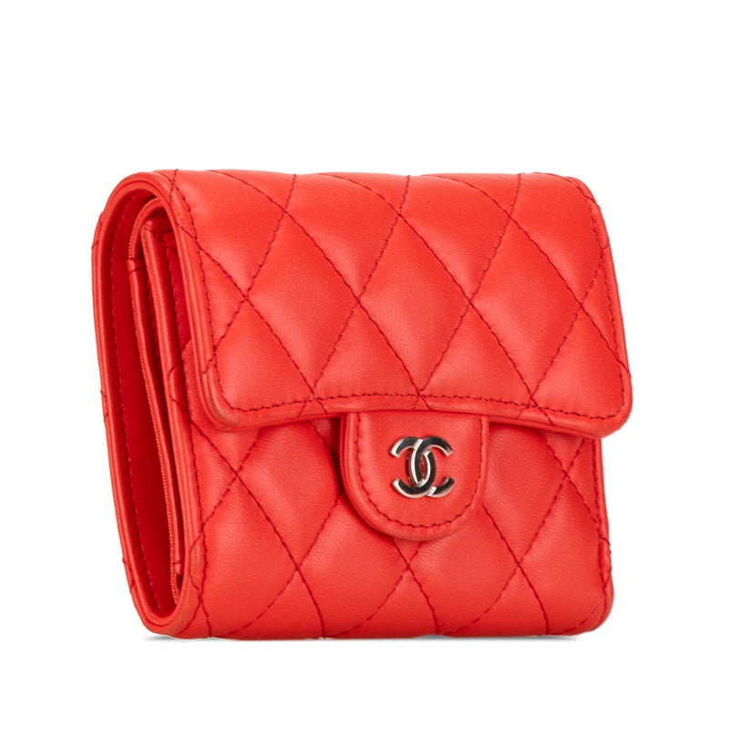 Chanel Matelasse Coco Mark Small Wallet Orange Lambskin
