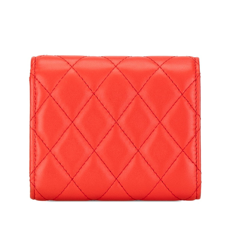 Chanel Matelasse Coco Mark Small Wallet Orange Lambskin