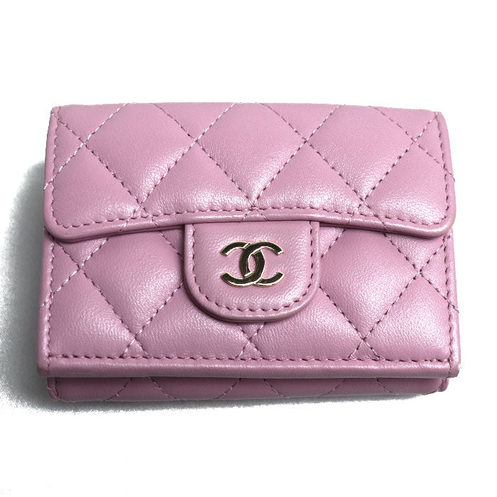 Chanel Matelasse Classic Small Flap Wallet Pink