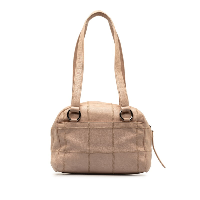 Chanel Caviar Skin Logo Silver Mini Boston Bag