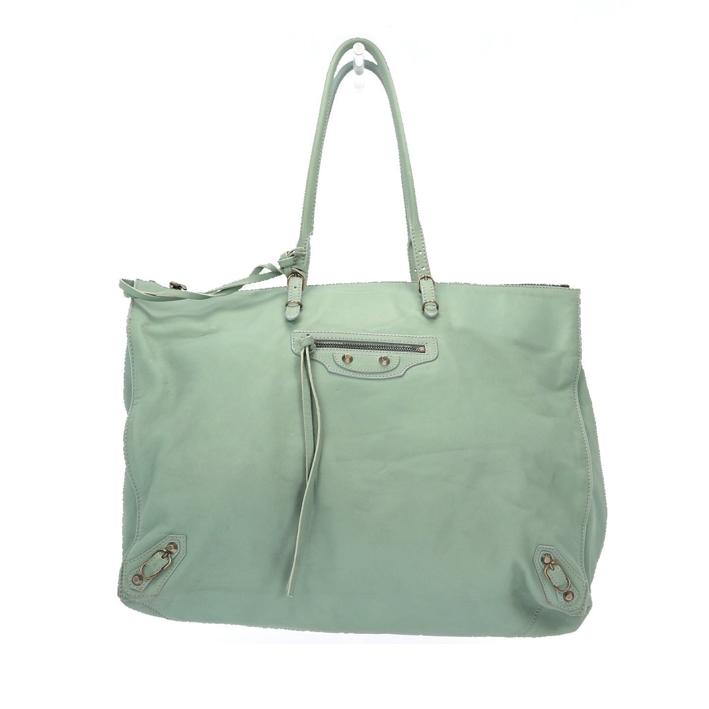 BALENCIAGA Papier Shoulder Bag in Blue Leather