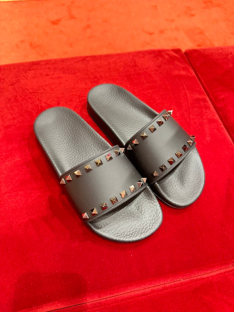 Valentino Black Stud Slide Sandals Size 37