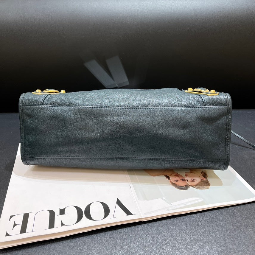 Balenciaga Black Leather Motorcycle Bag Large