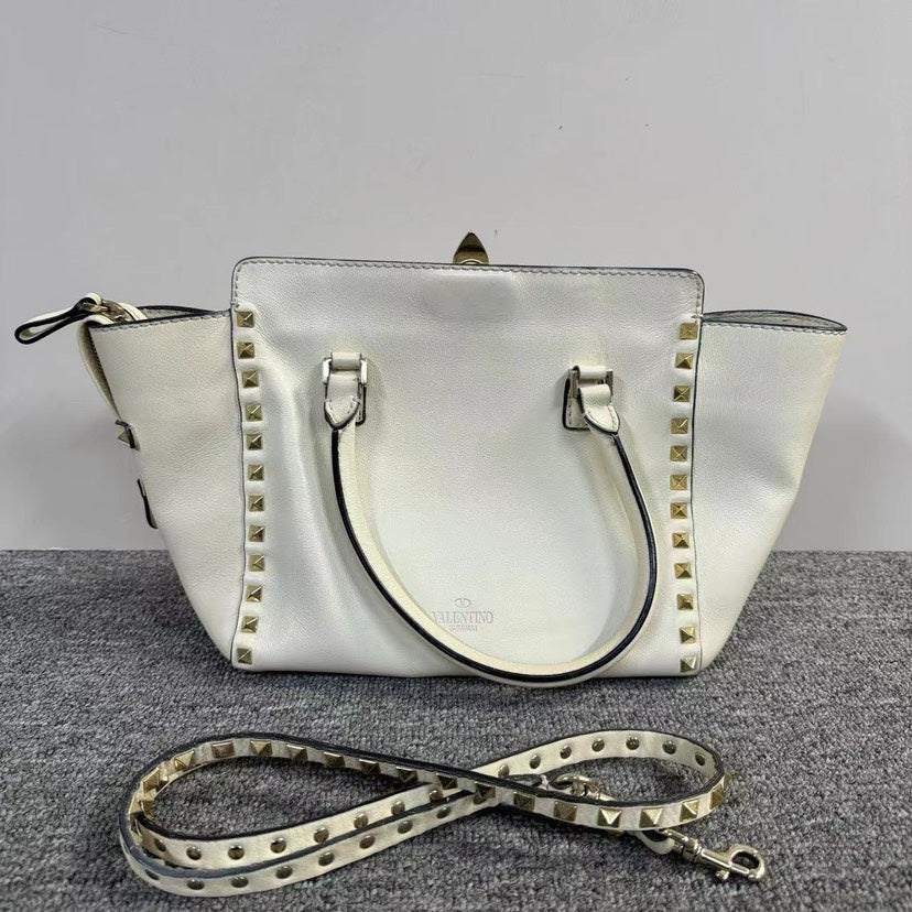 Valentino Rockstud White Tote Bag