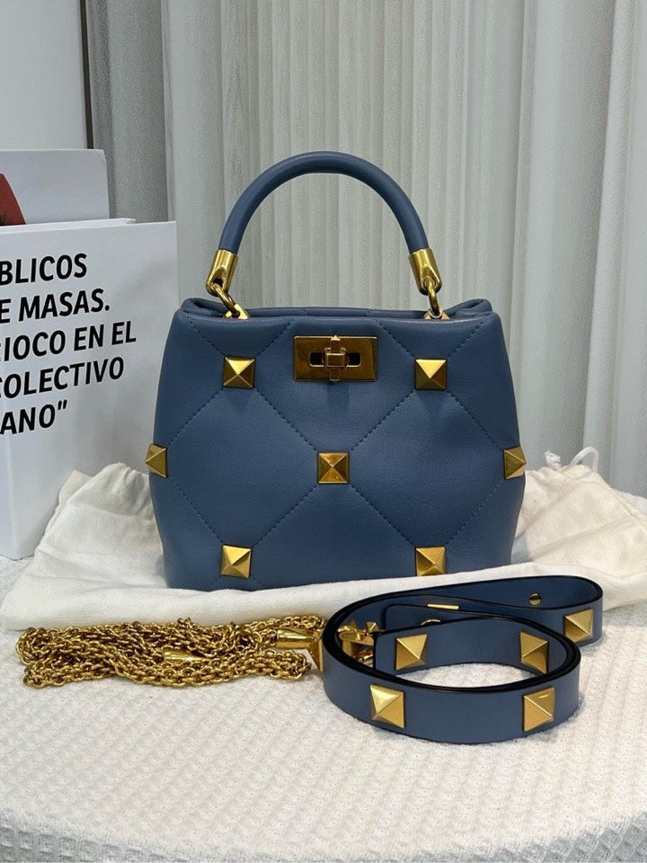 Valentino Roman Stud Blue Crossbody Bag
