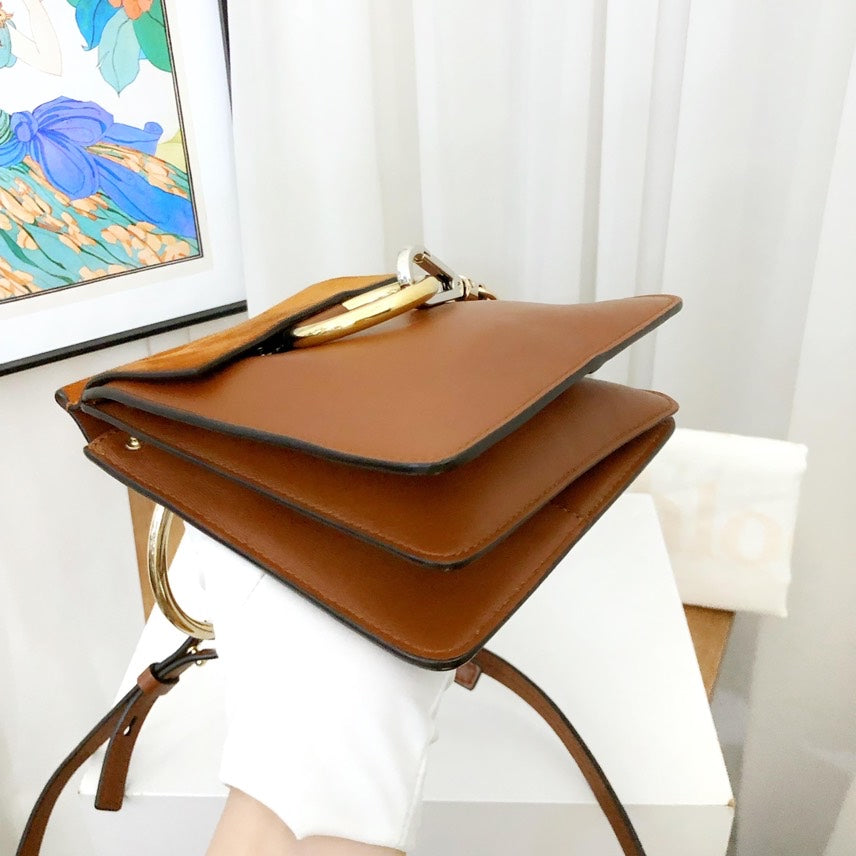 chloe mini faye tan leather shoulder bag