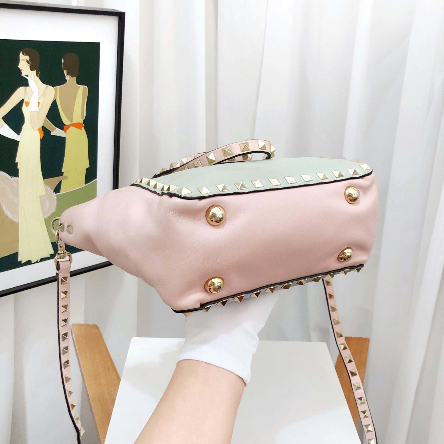 Valentino Rockstud Mint Pink Two-Way Bag