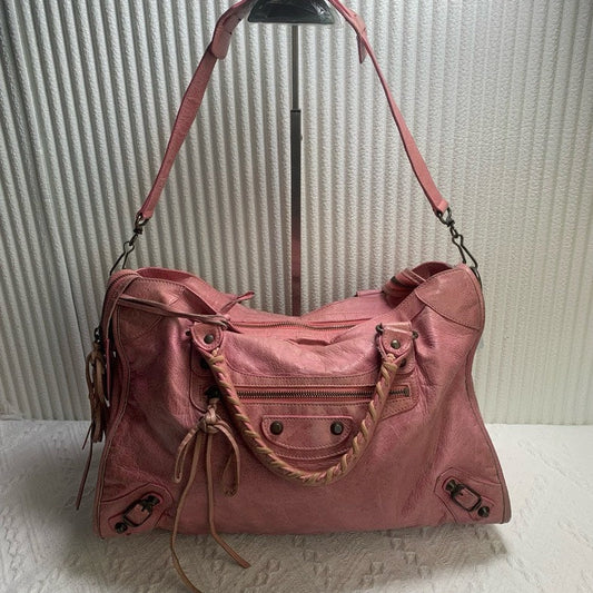 Balenciaga Classic City Pink Leather Shoulder Bag