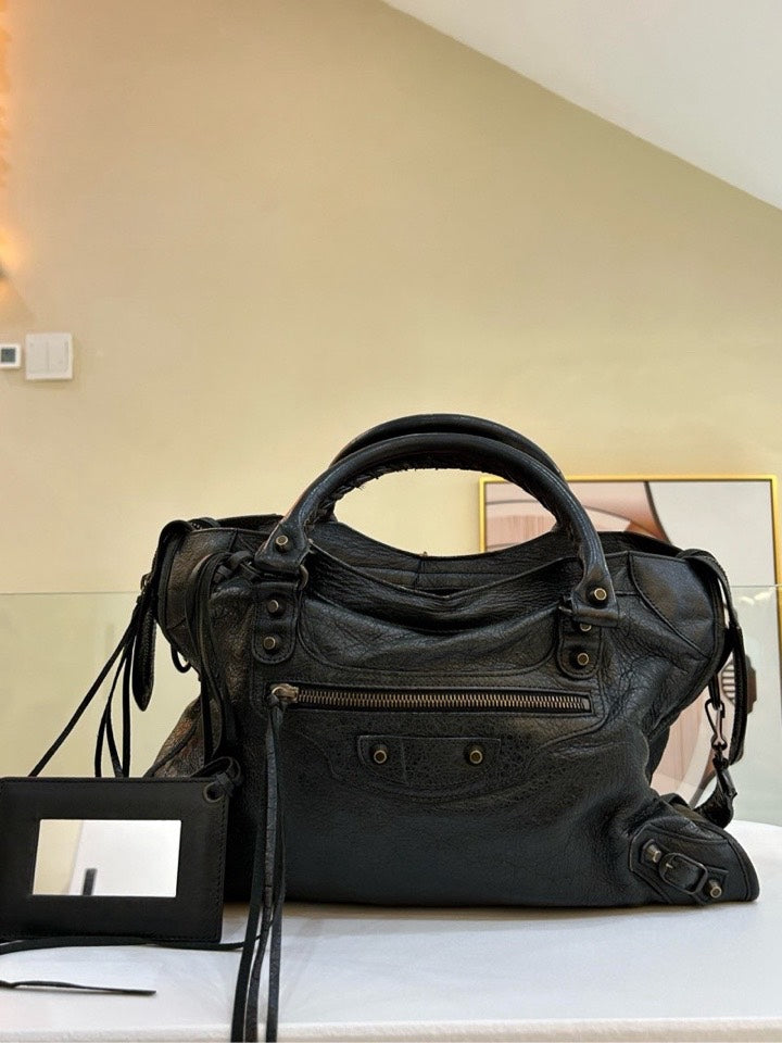 Balenciaga City Bag Classic Black Leather Shoulder Bag