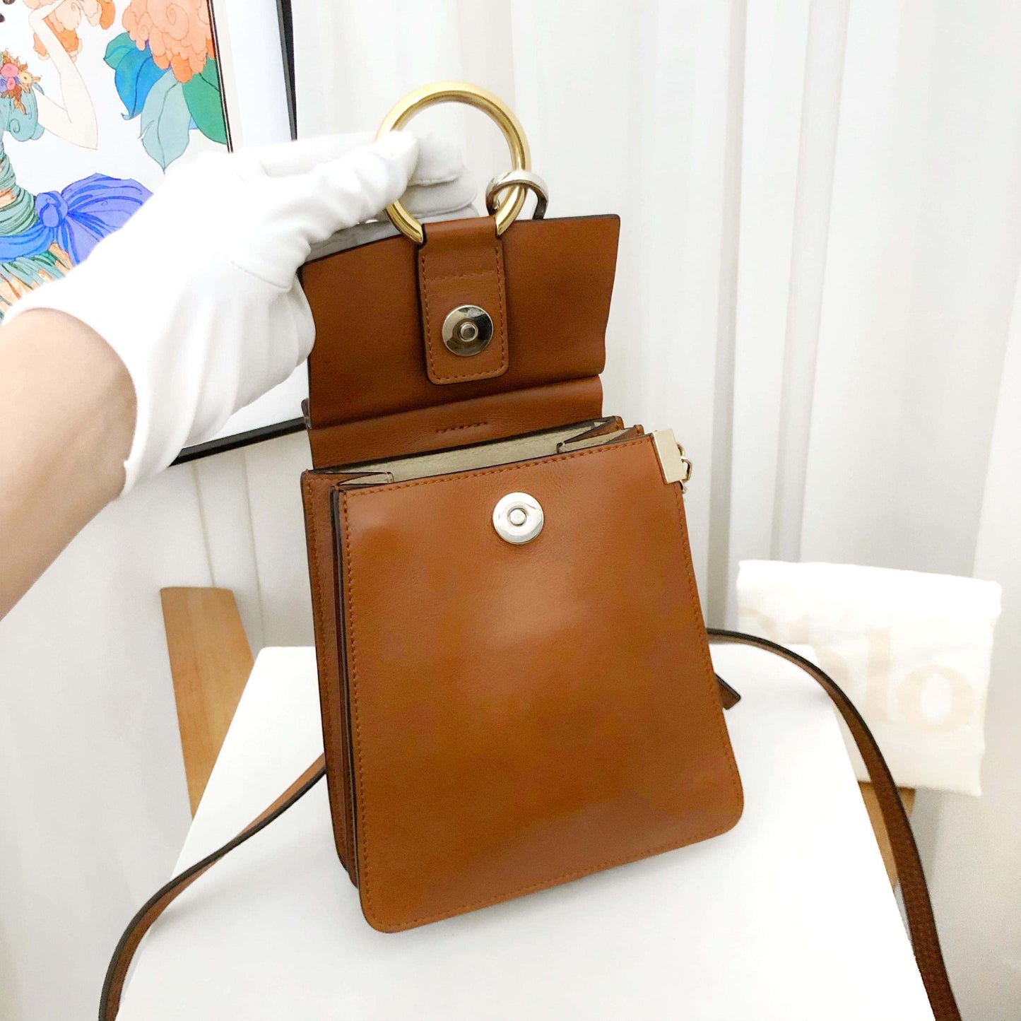 Chloe Mini Faya Tan Leather Shoulder Bag