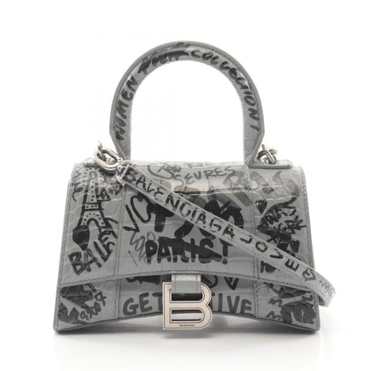 Balenciaga Hourglass XS Handbag Leather Gray 2WAY